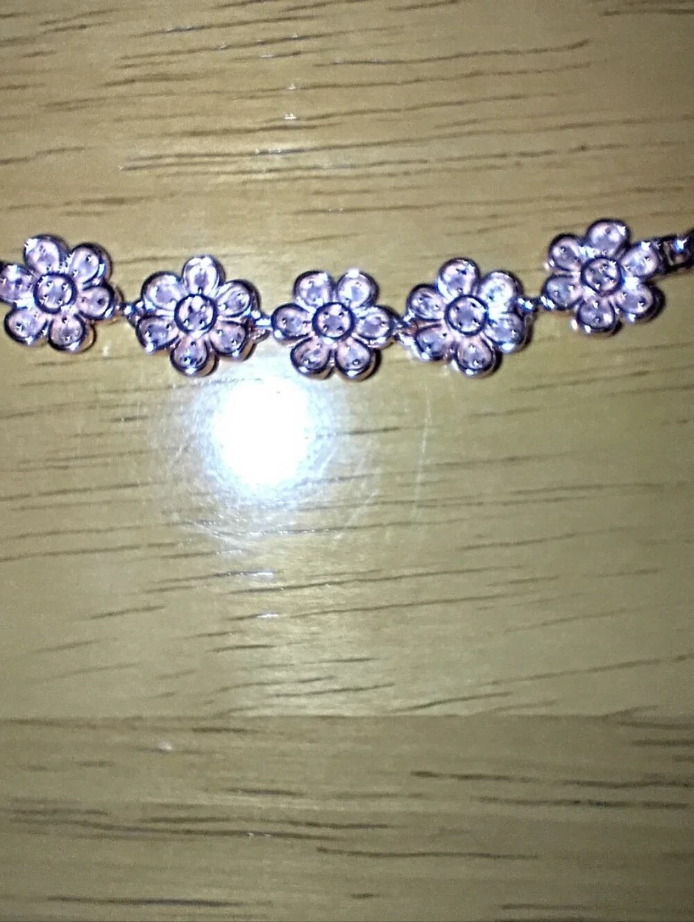 Rose Gold Vermeil Over 925 Silver Floral Link Bracelet Natural Pink Diamonds - Picture 3 of 4
